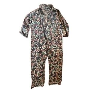 Vintage Kmart Duck Camo Coveralls Jumpsuit Mens 46 Regular Workwear Hunting Zip